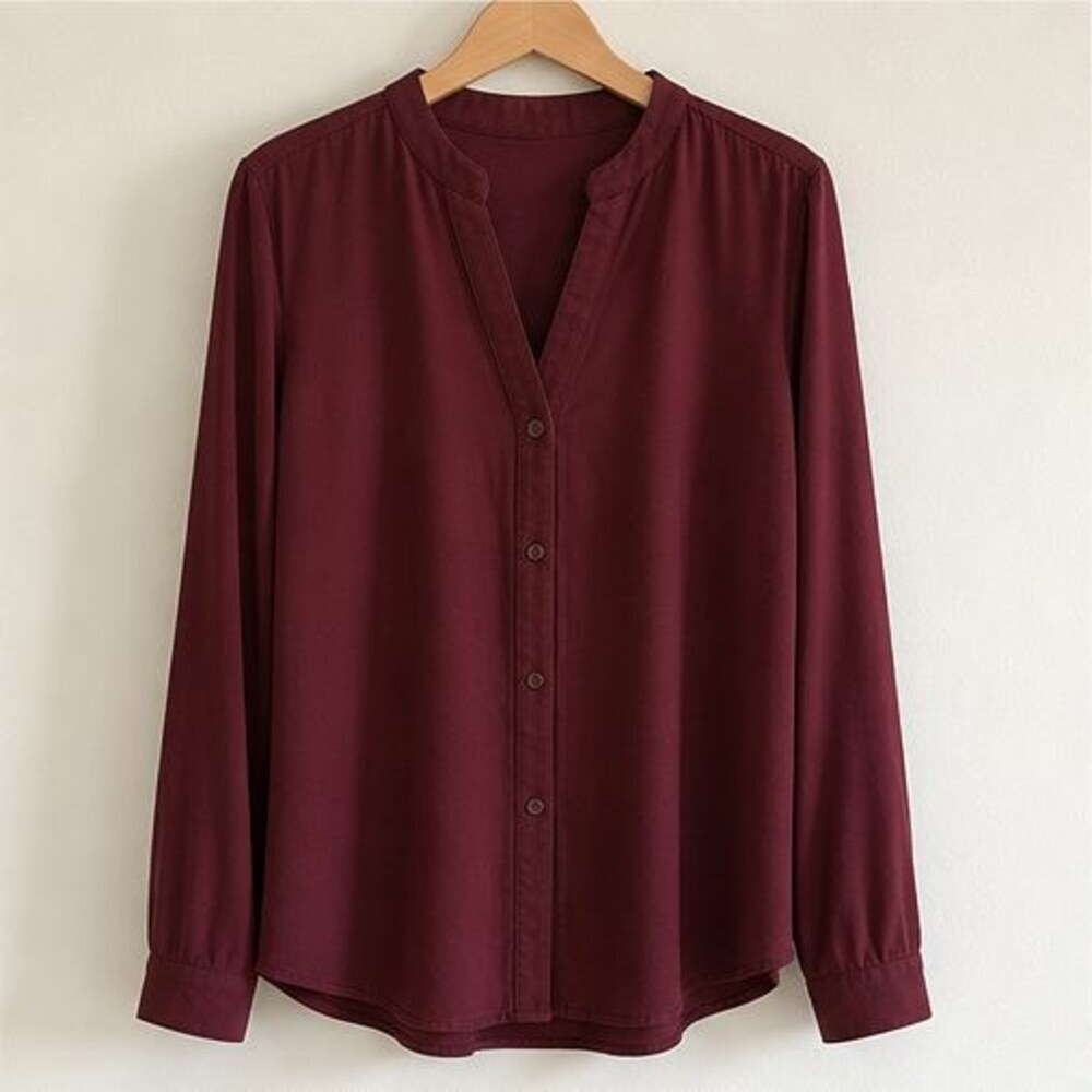 Burgundy Tie Neck Blouse